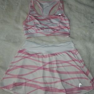 pink and white Head skort and top